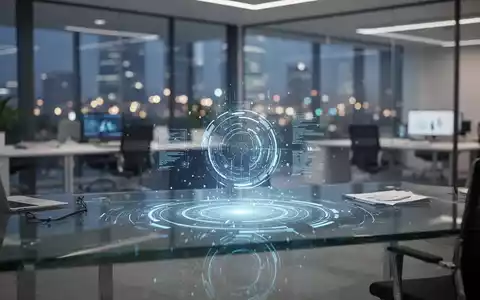 Modernes Büro mit einer digitalen KI-Schnittstelle auf einem Schreibtisch als Symbol für technologische Effizienz. - Foto: über boerse-global.de