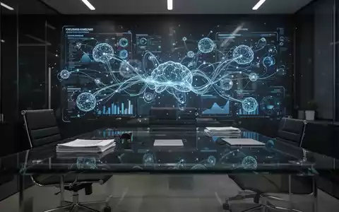 Modernes Büro mit abstrakter Datendarstellung und neuronalen Netzwerken als Symbol für KI-Governance und Regulierung. - Foto: über boerse-global.de