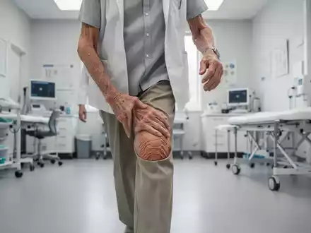 Eine ältere Person bei einer Physiotherapieeinheit in einer modernen Klinik zur Behandlung von Kniegelenkschmerzen. - Foto: über boerse-global.de
