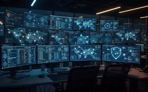Hochmodernes Cybersicherheitsoperationszentrum mit Monitoren, die globale Netzwerksicherheitsdaten anzeigen. - Foto: über boerse-global.de