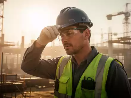 Ein Arbeiter bei großer Hitze auf einer Baustelle, symbolisch für die gesundheitliche Belastung am Arbeitsplatz. - Foto: über boerse-global.de