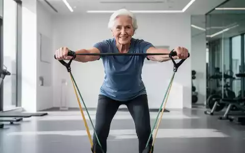 Eine ältere Person beim gezielten Krafttraining mit Widerstandsbändern in einem modernen Fitnessstudio. - Foto: über boerse-global.de