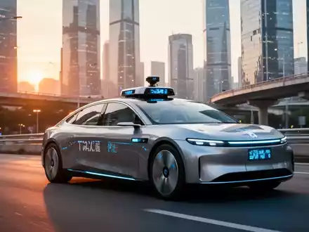 Autonomes Robotaxi fährt tagsüber auf einer modernen Straße in Shenzhen. - Foto: über boerse-global.de
