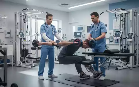 Patient bei einer physiotherapeutischen Übung in einer modernen Klinik mit moderner Reha-Ausstattung. - Foto: über boerse-global.de