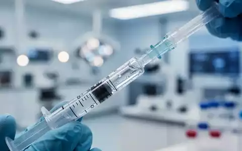 Medizinische Spritze und Laborausrüstung im Hintergrund als Symbol für regenerative Gelenktherapie. - Foto: über boerse-global.de