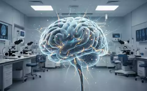 Abstrakte Darstellung eines menschlichen Gehirns mit leuchtenden neuronalen Verbindungen vor einem medizinischen Hintergrund. - Foto: über boerse-global.de