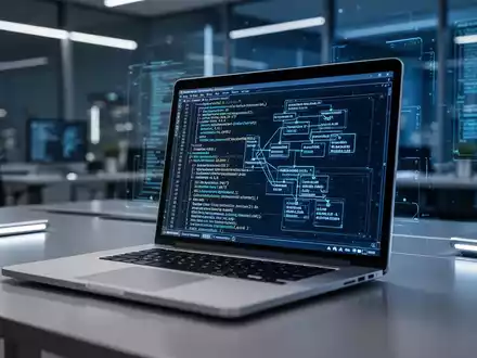 Laptop-Bildschirm mit komplexen Windows-Registrierungsdatenstrukturen und Systemverwaltungscode in einem modernen Büro. - Foto: über boerse-global.de