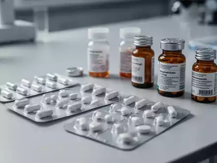 Nahaufnahme von Medikamentenverpackungen auf einem Labortisch, symbolisch für die globale Arzneimittelversorgung. - Foto: über boerse-global.de