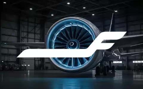 Nahaufnahme einer modernen Flugzeugturbine in einem dunklen, professionellen Hangar mit stimmungsvoller Beleuchtung. - Foto: über boerse-global.de