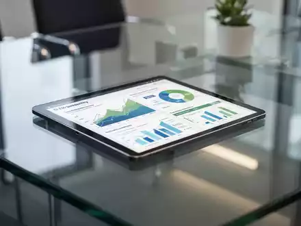 Digitale Datenvisualisierung von ESG-Kennzahlen auf einem Tablet in einem modernen Konferenzraum. - Foto: über boerse-global.de