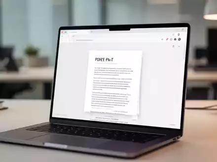 Nahaufnahme eines Webbrowsers auf einem Laptop-Bildschirm mit professioneller PDF-Bearbeitungsoberfläche. - Foto: über boerse-global.de
