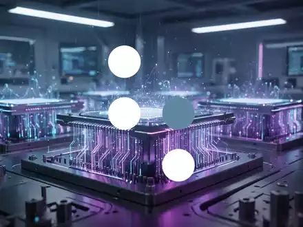 Abstrakte Darstellung eines futuristischen Quantencomputer-Prozessors in einem modernen Labor. - Foto: über boerse-global.de