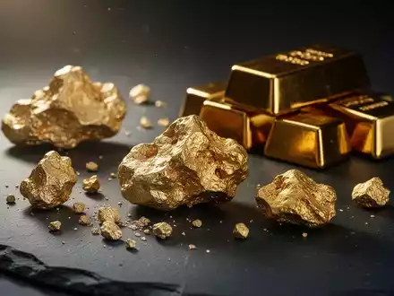 Goldbarren und Goldnuggets auf dunklem Untergrund, die den Anstieg des Goldpreises symbolisieren. - Foto: über boerse-global.de