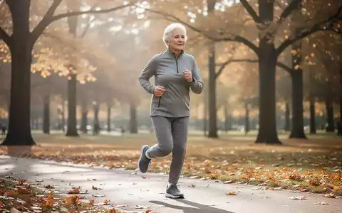 Ein aktiver älterer Mensch joggt in einem sonnendurchfluteten Park, was die Bedeutung von Bewegung für die Gesundheit symbolisiert. - Foto: über boerse-global.de