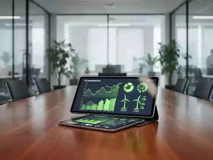 Moderner Konferenzraum mit technischer Ausrüstung für ESG-Berichterstattung und Nachhaltigkeitsmanagement. - Foto: über boerse-global.de