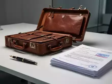 Ein offener Aktenkoffer mit juristischen Dokumenten und einem Füllfederhalter auf einem modernen Schreibtisch. - Foto: über boerse-global.de