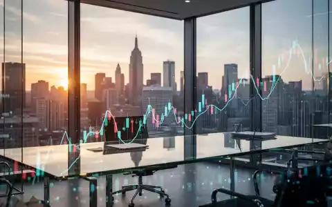 Moderne Finanzbüro-Umgebung mit Blick auf eine nordamerikanische Skyline bei Sonnenaufgang. - Foto: über boerse-global.de