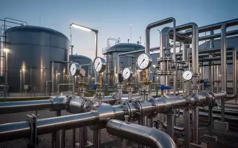 Moderne Biogasanlage mit technischer Infrastruktur, Rohrleitungen und Druckmessgeräten in einer Industrieumgebung. - Foto: über boerse-global.de