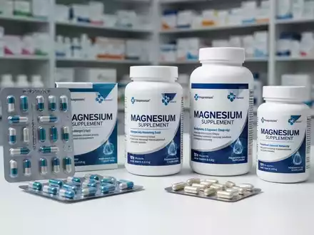 Verschiedene Magnesium-Präparate und Nahrungsergänzungsmittel auf einem Labortisch. - Foto: über boerse-global.de
