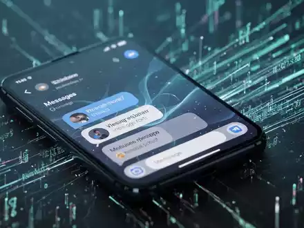 Modernes Android-Smartphone mit angepasster Messaging-App-Oberfläche und digitalen Datenströmen im Hintergrund. - Foto: über boerse-global.de