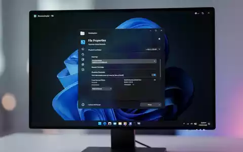 Moderner Computerbildschirm mit einem schlanken, dunklen Dateieigenschaften-Dialogfenster auf Windows 11-Desktop. - Foto: über boerse-global.de