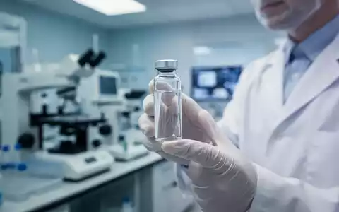 Medizinisches Labor mit einem Impfstoff-Fläschchen in der Hand einer Fachkraft, im Hintergrund moderne Forschungstechnik. - Foto: über boerse-global.de
