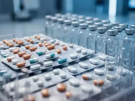 Moderne pharmazeutische Laborumgebung mit Medikamentenpackungen und Fläschchen als Symbol für die Arzneimittelversorgung. - Foto: über boerse-global.de
