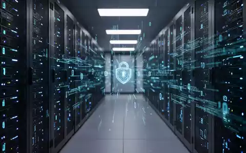Dunkler, moderner Serverraum mit blauen Leuchten, symbolisiert Cybersicherheitsermittlung. - Foto: über boerse-global.de