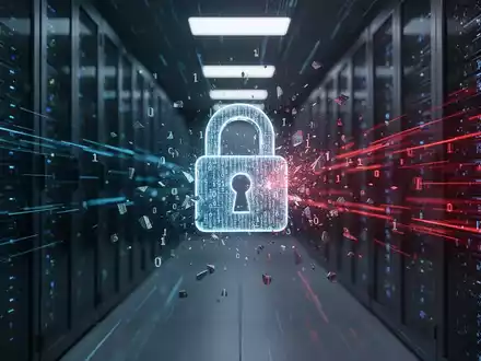 Digitale Datenströme und ein zerbrechendes Schloss-Symbol als Metapher für die Bedrohung durch Malware und Cyberkriminalität. - Foto: über boerse-global.de