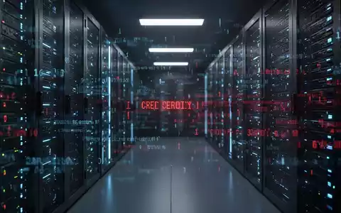 Abstrakte Darstellung von Cybersicherheit und digitalen Bedrohungen mit leuchtenden Code-Strukturen in einem Serverraum. - Foto: über boerse-global.de