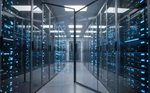 Moderne Serverracks in einem Rechenzentrum mit leuchtenden blauen Statusanzeigen. - Foto: über boerse-global.de
