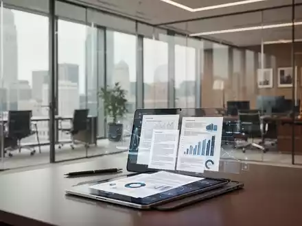 Tablet mit Datenvisualisierungen in moderner Kanzlei, KI-Integration in der Rechtsarbeit. - Foto: über boerse-global.de