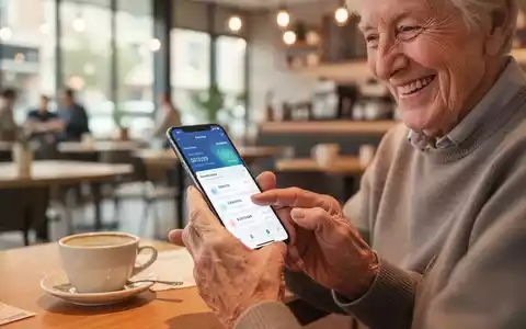 Ein älterer Mensch betrachtet entspannt digitale Tickets auf einem Smartphone in einem hellen Café. - Foto: über boerse-global.de