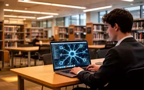 Student, der auf einem Laptop mit KI-Datenvisualisierungen lernt - Foto: über boerse-global.de