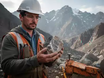 Geologe bei der Feldarbeit zur Untersuchung von Gesteinsproben in einer Gebirgslandschaft. - Foto: über boerse-global.de