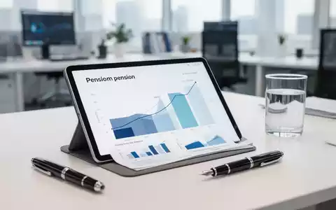 Ein moderner Büroarbeitsplatz mit einem Tablet, das Finanzgrafiken zur betrieblichen Altersvorsorge anzeigt. - Foto: über boerse-global.de