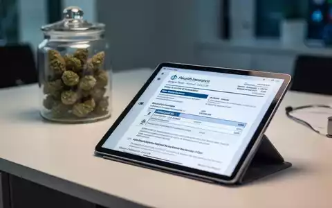 Digitales Tablet mit Gesundheitsunterlagen neben einem Glas mit medizinischen Cannabisblüten in einer Arztpraxis. - Foto: über boerse-global.de
