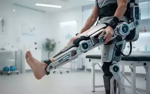 Person bei einer Bewegungstherapie mit einer modernen, robotischen Orthese zur Unterstützung bei Gelenkbeschwerden. - Foto: über boerse-global.de