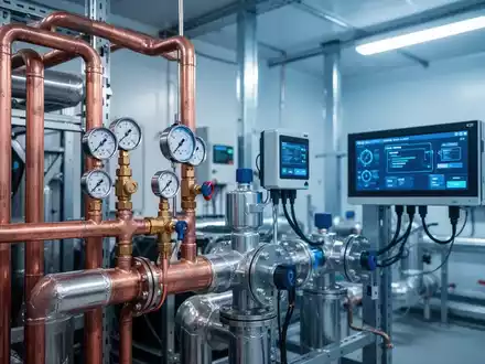 Moderne industrielle Kälteanlage mit Kupferrohren und Messgeräten in einem technischen Betriebsraum. - Foto: über boerse-global.de