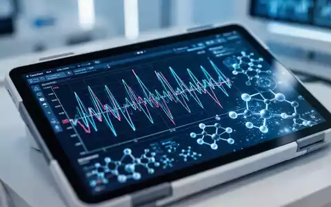 Digitales Tablet mit medizinischen Herzfrequenzdaten und molekularen Strukturen zur Darstellung moderner Blutdruckdiagnostik. - Foto: über boerse-global.de
