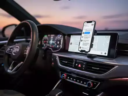 Modernes Auto-Armaturenbrett mit integrierter Messaging-App im Infotainmentsystem. - Foto: über boerse-global.de