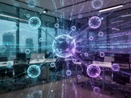 Digitale Visualisierung eines neuronalen KI-Netzwerks mit leuchtenden Knoten und Datenströmen. - Foto: über boerse-global.de