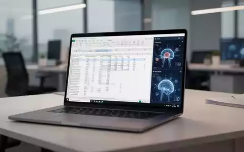 Moderner Laptop-Bildschirm mit Datenanalyse-Software und KI-Oberfläche in einem professionellen Büro. - Foto: über boerse-global.de