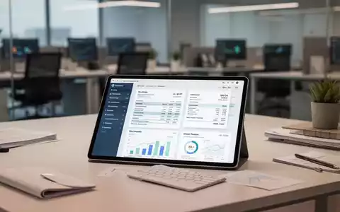 Digitales Tablet mit Finanzdaten und Rechnungsdiagrammen auf einem modernen Schreibtisch zur Visualisierung der E-Rechnung. - Foto: über boerse-global.de
