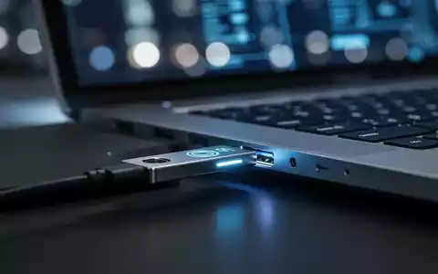 Nahaufnahme eines High-Tech-Sicherheitsschlüssels in einem Laptop, der moderne Passkey-Authentifizierung darstellt. - Foto: über boerse-global.de