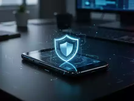 Smartphone-Bildschirm mit digitalem Sicherheitsschild-Symbol, das einen Cyber-Sicherheitsdatenverstoß darstellt. - Foto: über boerse-global.de