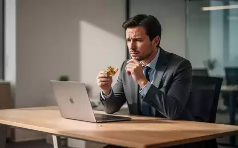 Eine gestresste Person am Schreibtisch mit einem Snack bei der Arbeit, symbolisch für den Einfluss von Stress auf die Ernährung. - Foto: über boerse-global.de