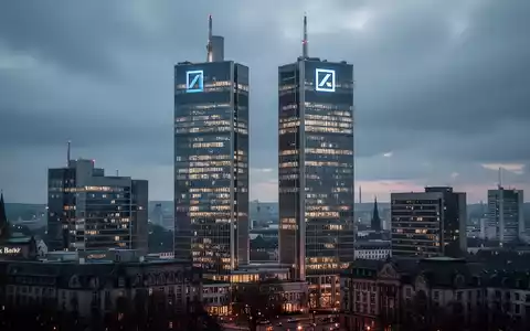 Die Frankfurter Zwillingstürme der Deutschen Bank vor einem bewölkten Abendhimmel. - Foto: über boerse-global.de