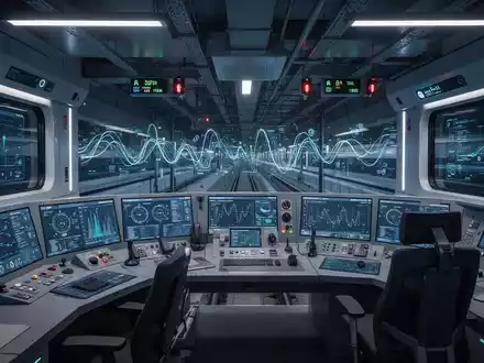 Moderne Steuerungszentrale für digitalen Bahnverkehr mit Datenvisualisierungen und technischer Infrastruktur. - Foto: über boerse-global.de