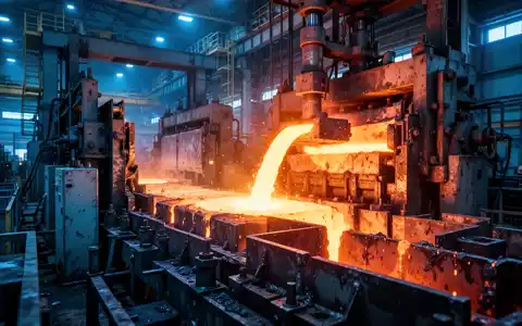 Industrielle Metallverarbeitung in einer modernen Fabrik mit glühendem Metall. - Foto: über boerse-global.de